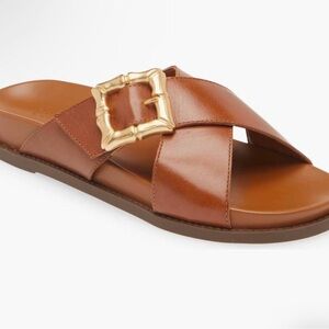 Schutz Enola Slide Sandals Size 8 B Tan Brown Womens Leather $138